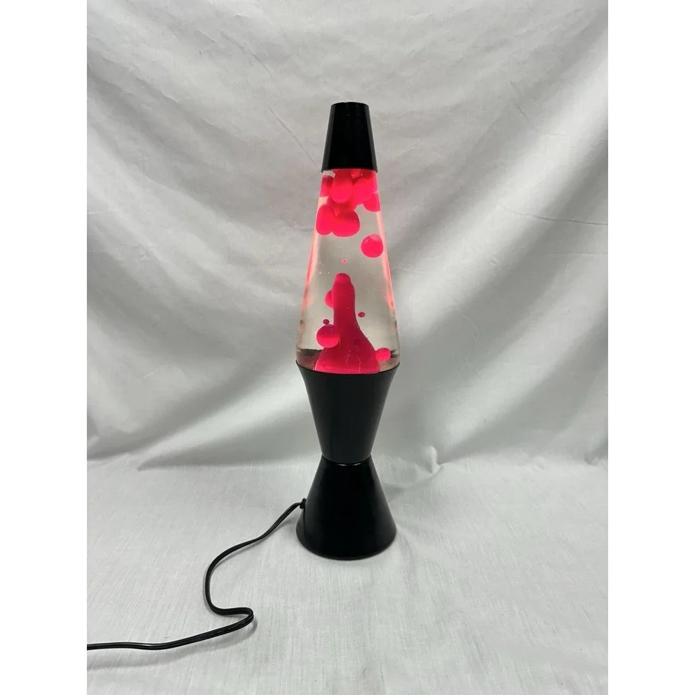 Vintage 90s LAVA LITE Lamp Black / Pink Wax Complete Working 16